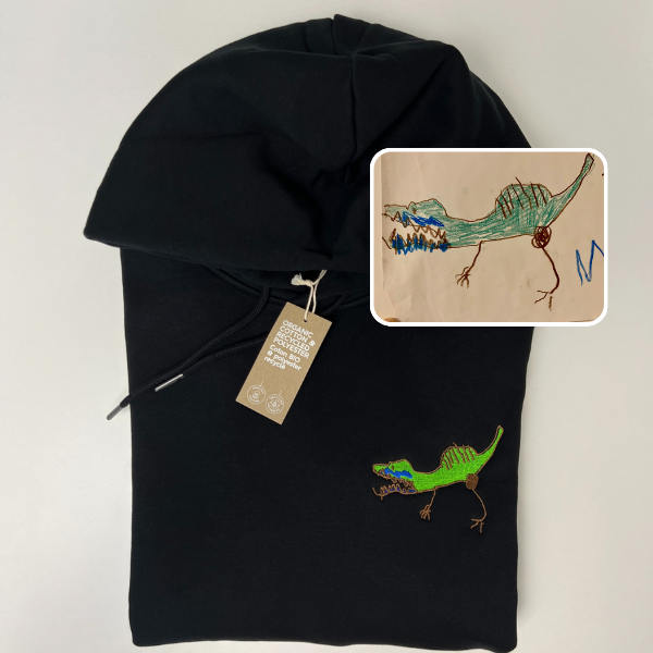 Pullover bestickt mit Kinderzeichnung oder einer anderen besonderen Zeichnung