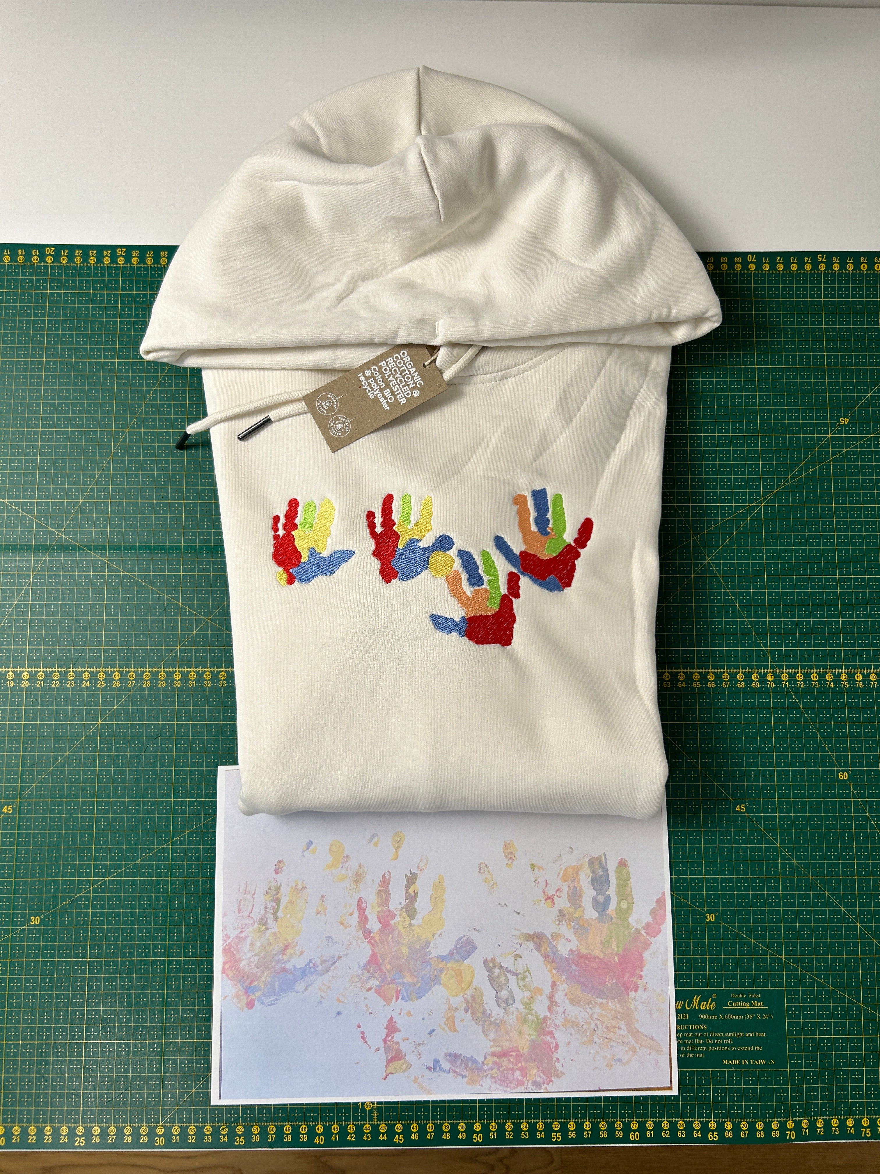 Erinnerungsstück - Bestickt mit Original Hand- oder Fußabdruck