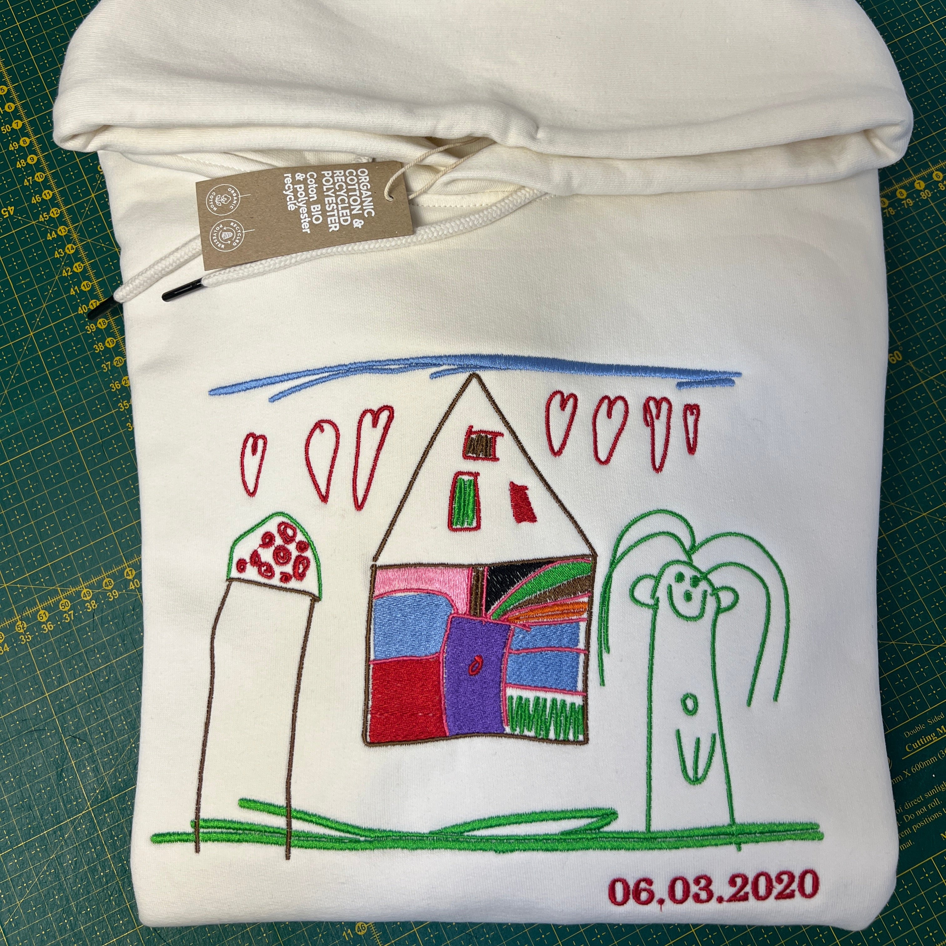 Pullover bestickt mit Kinderzeichnung oder einer anderen besonderen Zeichnung