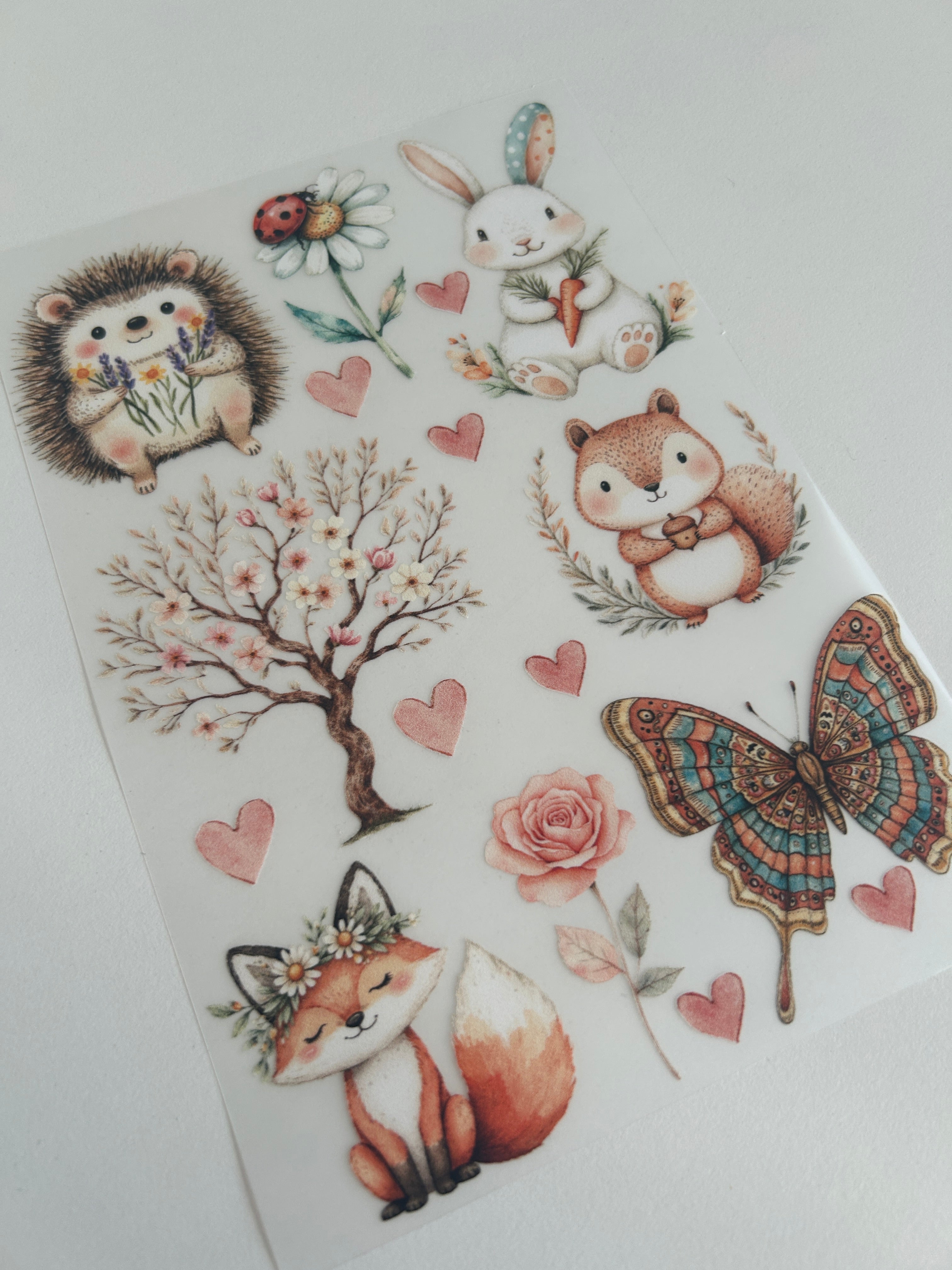 Boho Bügelbilder Waldtiere – Hase, Eichhörnchen & Schmetterling im Naturstil