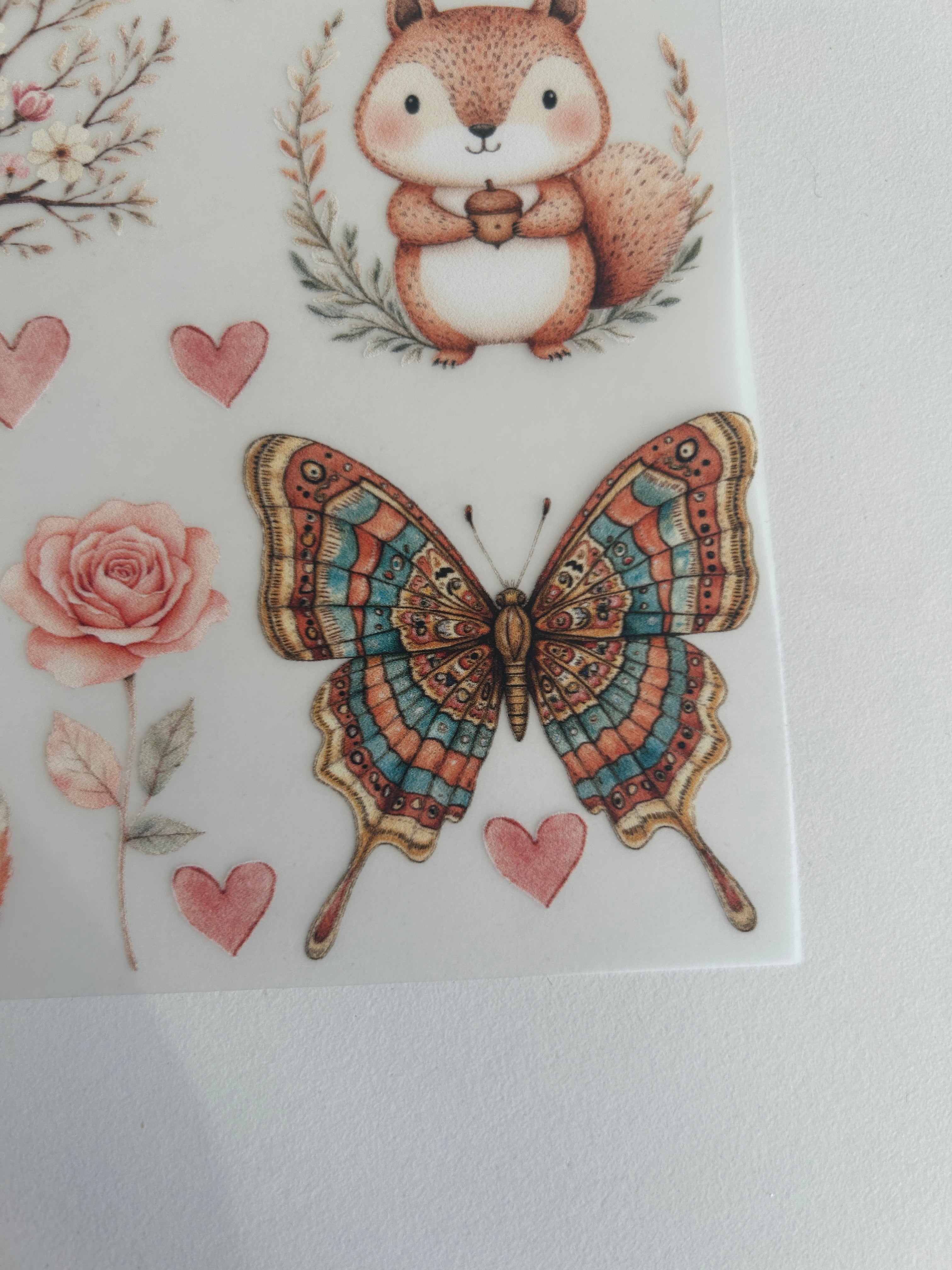 Boho Bügelbilder Waldtiere – Hase, Eichhörnchen & Schmetterling im Naturstil