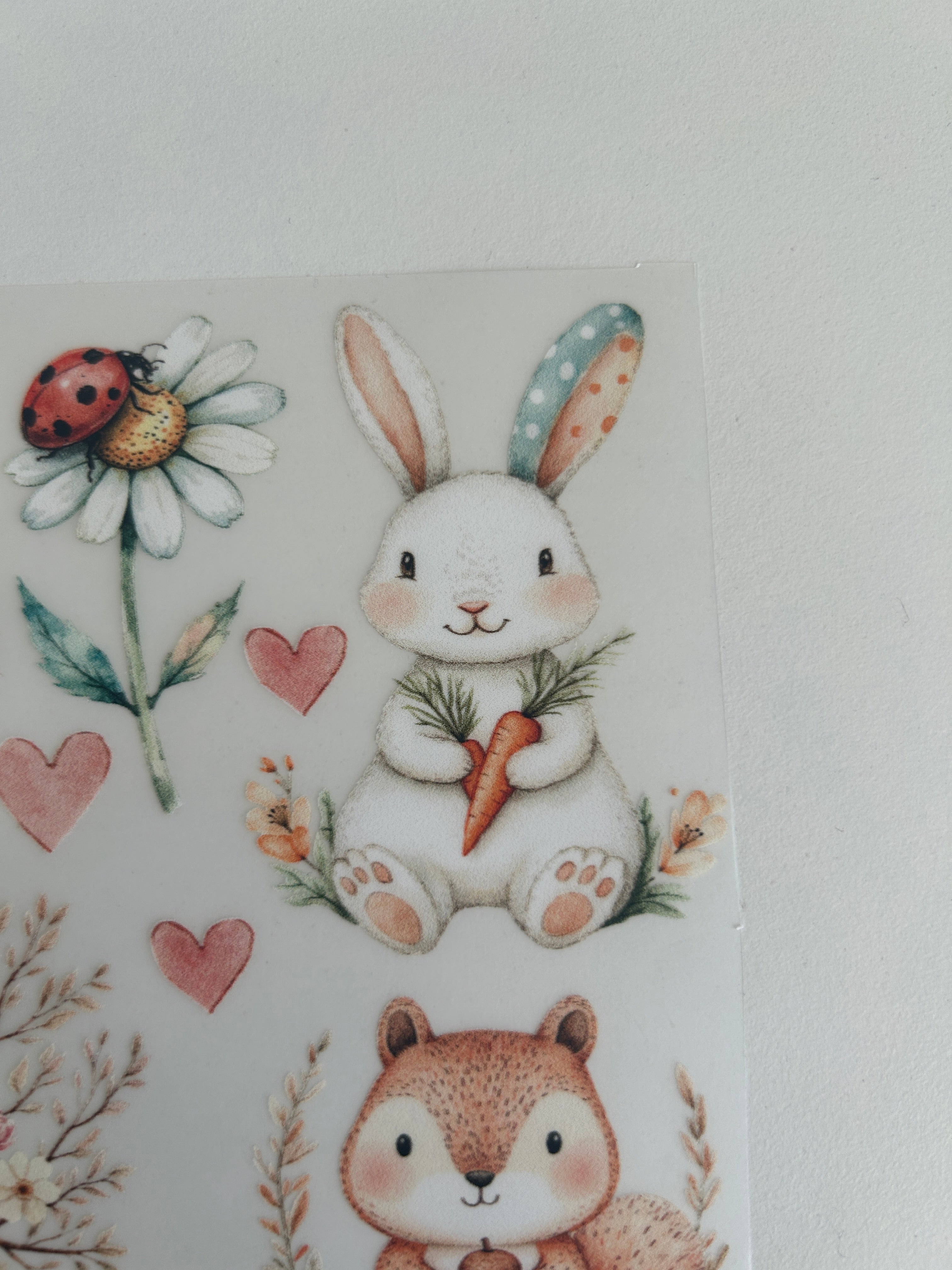 Boho Bügelbilder Waldtiere – Hase, Eichhörnchen & Schmetterling im Naturstil