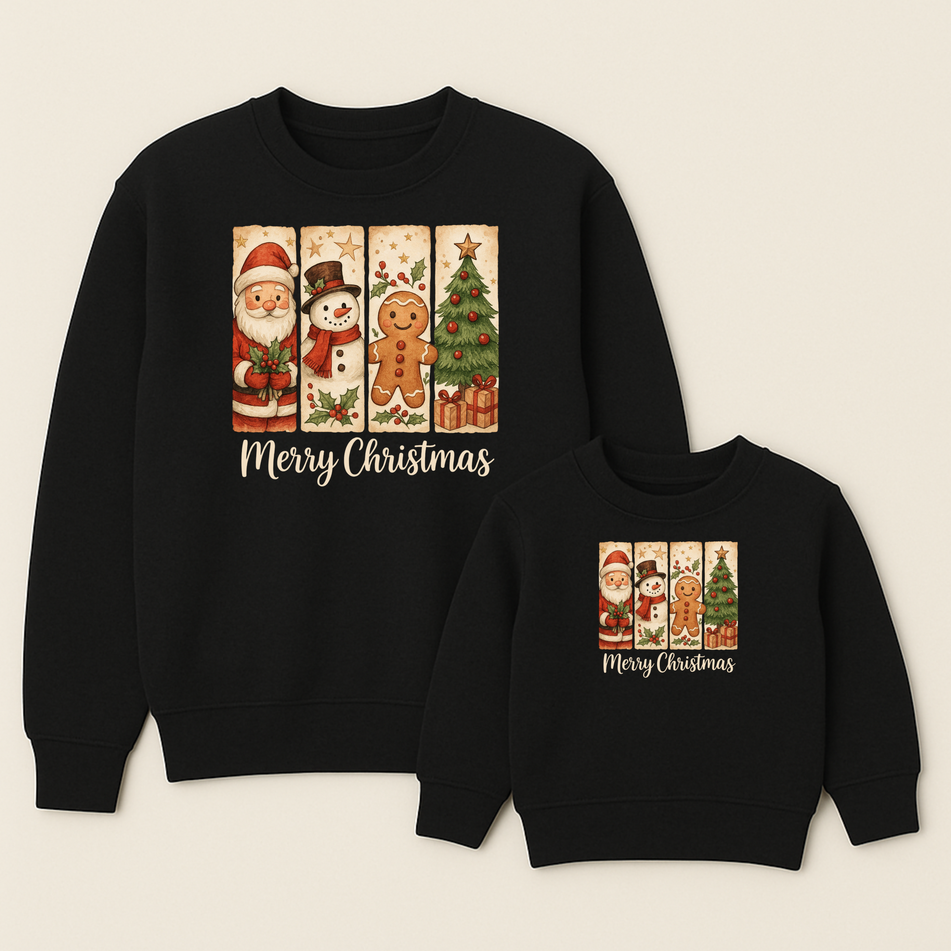 Partner Bügelbild Eltern/Kind Merry Christmas hell