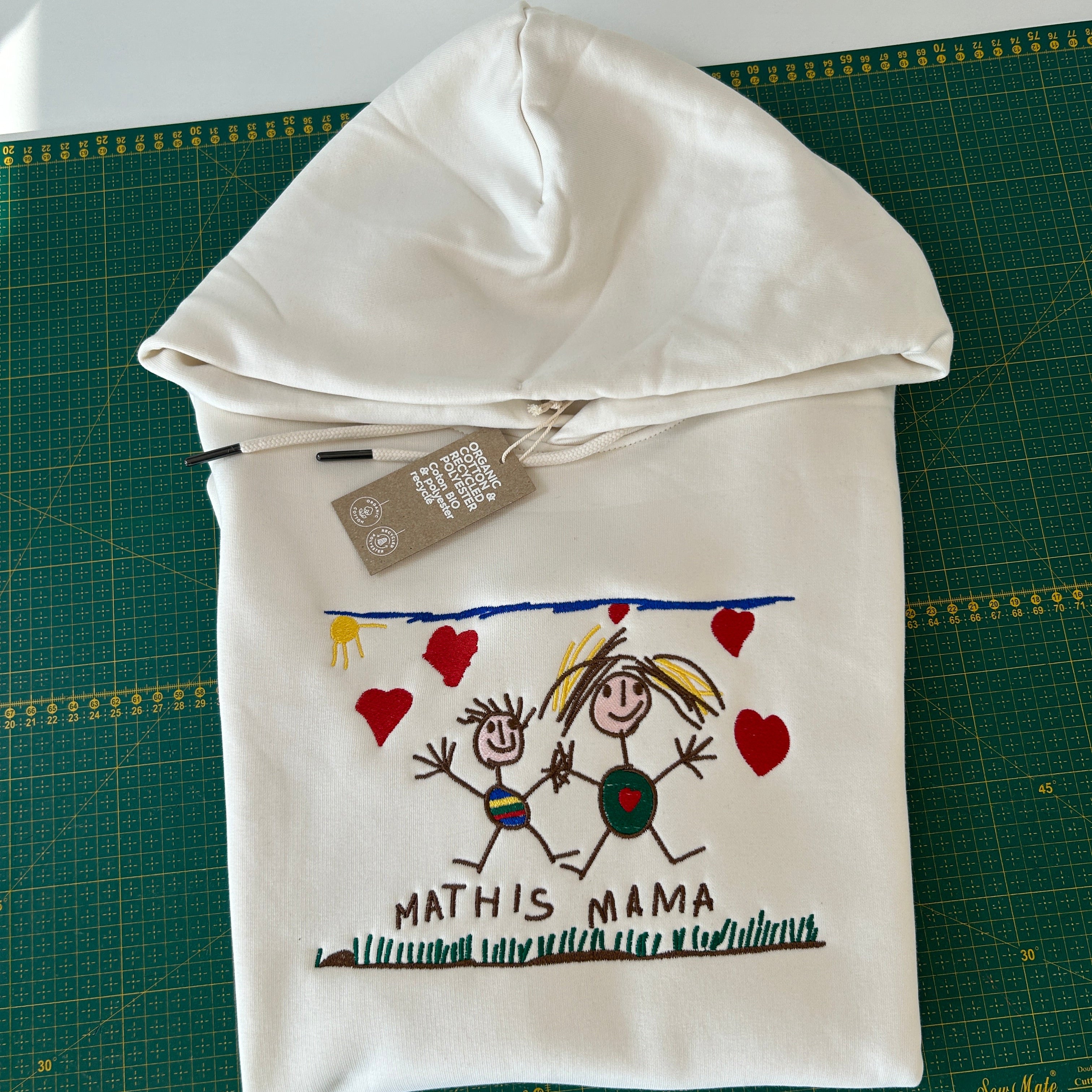 Pullover bestickt mit Kinderzeichnung oder einer anderen besonderen Zeichnung