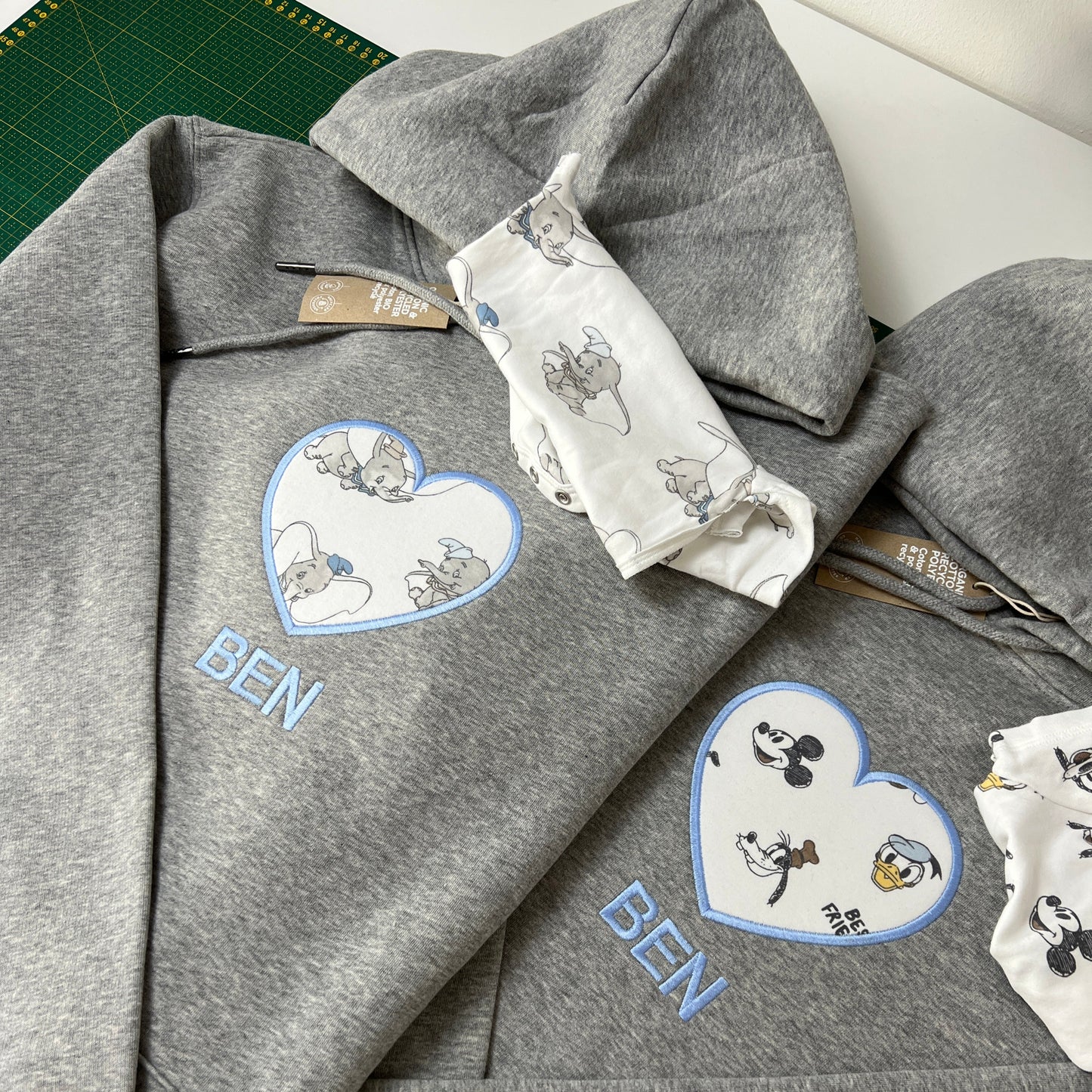 Commemorative sweater - personalized with appliqués from old clothes