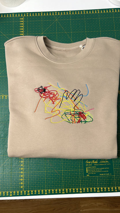 Individuell besticktes T-Shirt mit Kinderzeichnung oder einer anderen besonderen Zeichnung