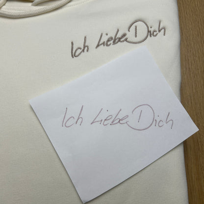 Personalizable sweatshirt, embroidered, individual, sustainable and ecological