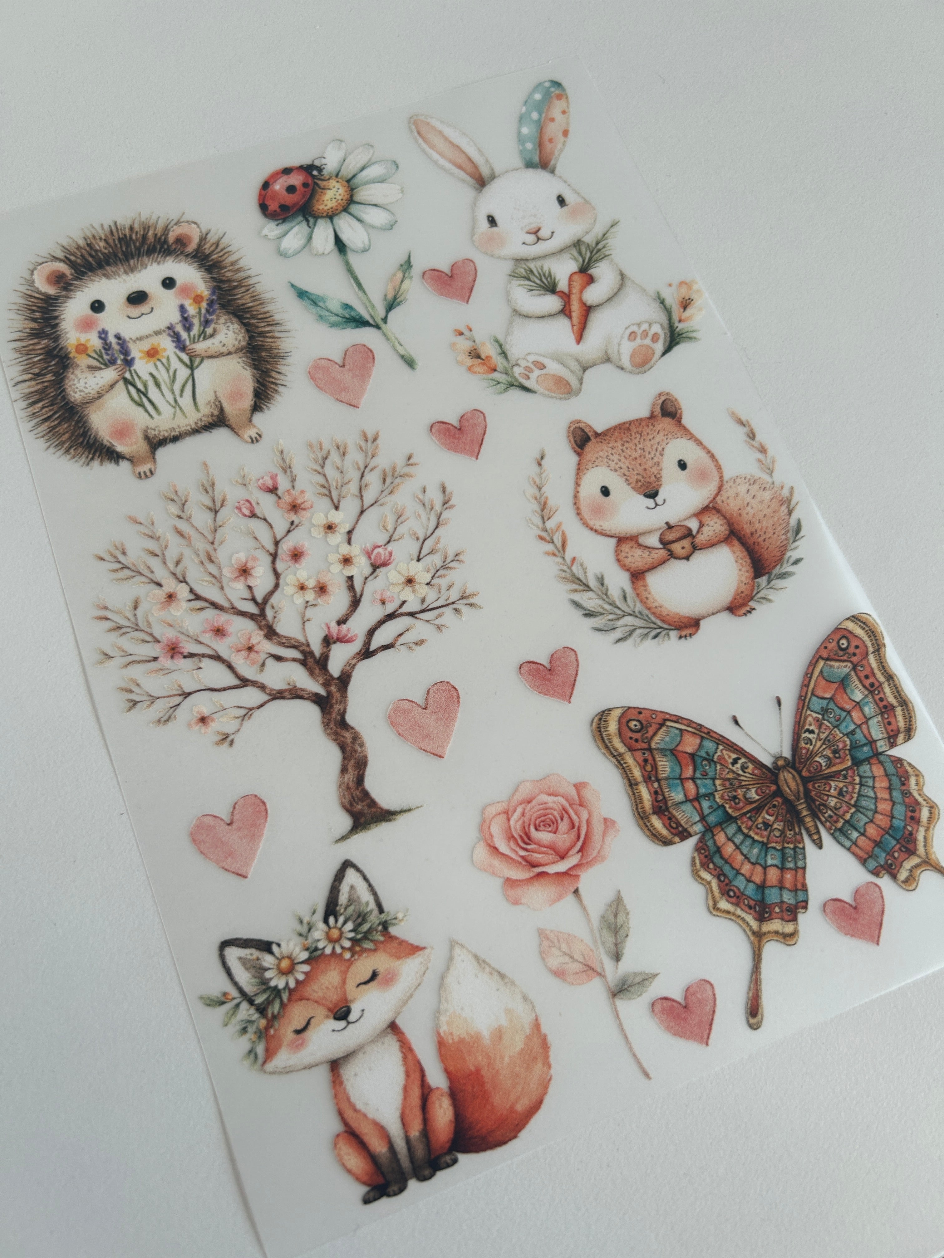 Boho Bügelbilder Waldtiere – Hase, Eichhörnchen & Schmetterling im Naturstil