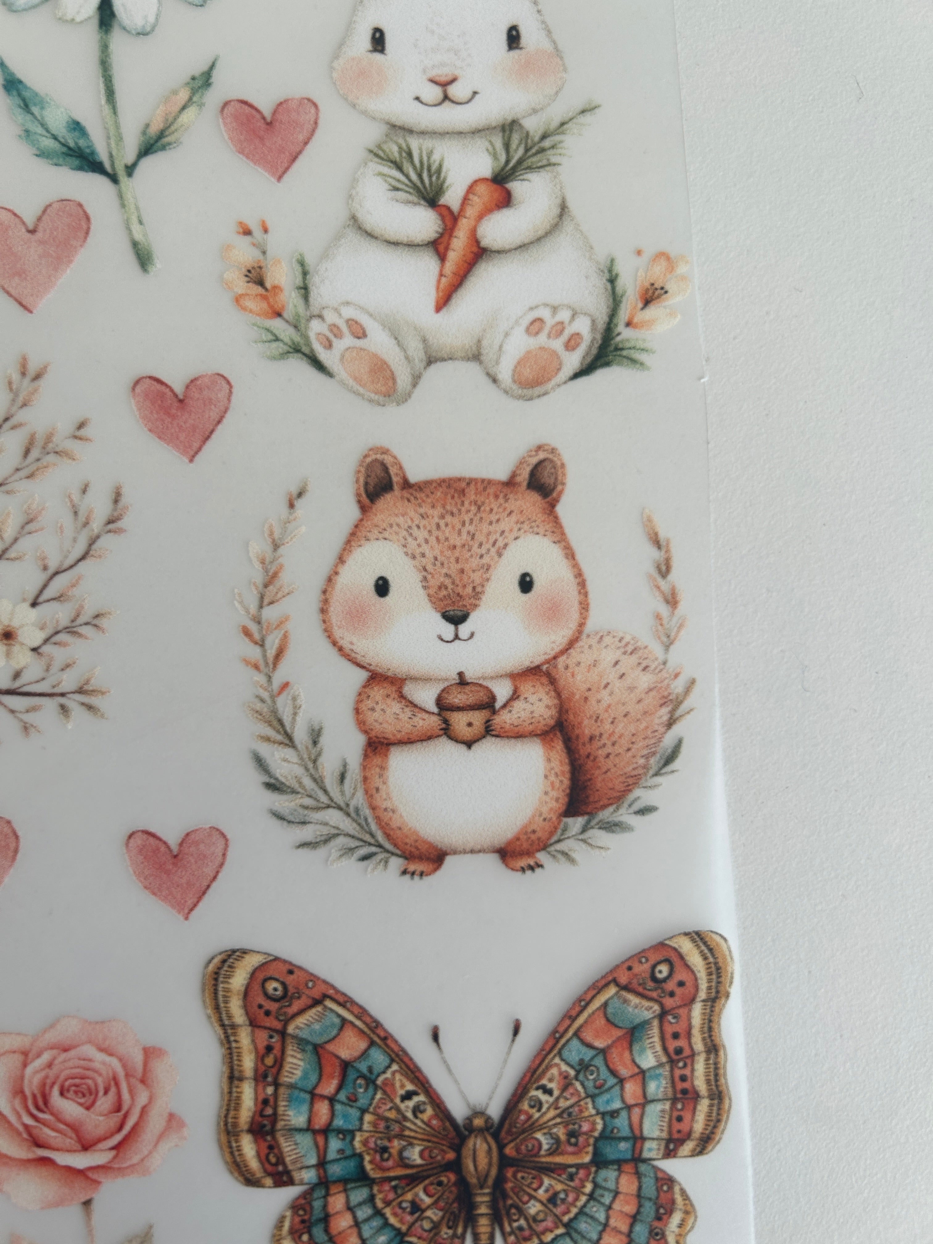 Boho Bügelbilder Waldtiere – Hase, Eichhörnchen & Schmetterling im Naturstil