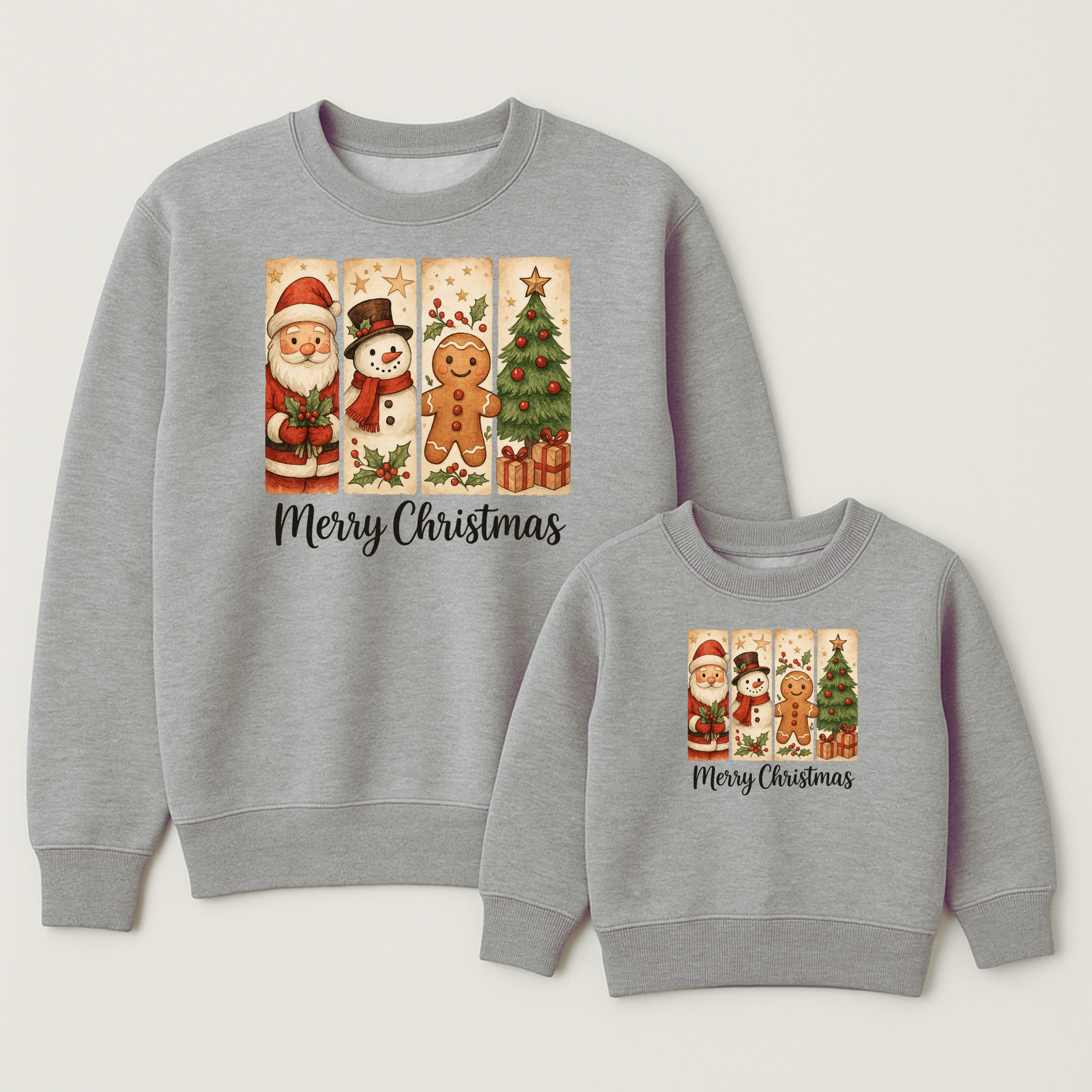 Partner Bügelbild Eltern/Kind Merry Christmas dunkel