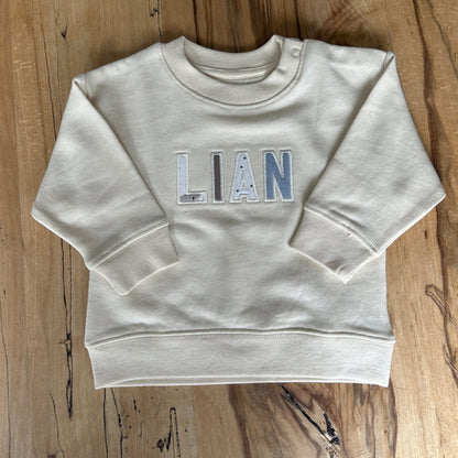 Baby/Children's memory sweater - personalized with letters from old clothes